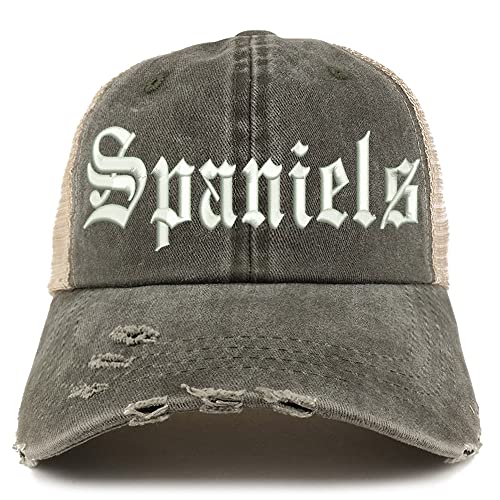 Trendy Apparel Shop Old English Spaniels Frayed Bill Trucker Mesh Back Cap