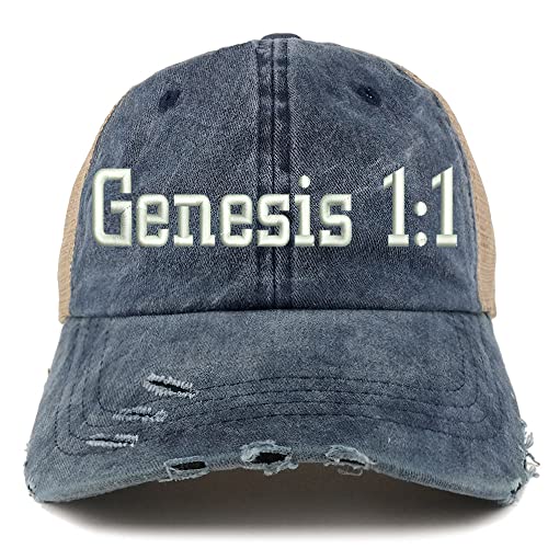 Trendy Apparel Shop Genesis 1:1 Frayed Bill Trucker Mesh Back Cap