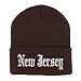 Trendy Apparel Shop New Jersey State Old English Embroidered Long Cuff Beanie