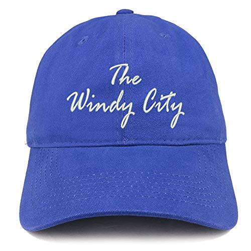 Trendy Apparel Shop The Windy City Embroidered Soft Crown 100% Brushed Cotton Cap