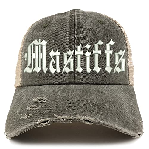 Trendy Apparel Shop Old English Mastiffs Frayed Bill Trucker Mesh Back Cap