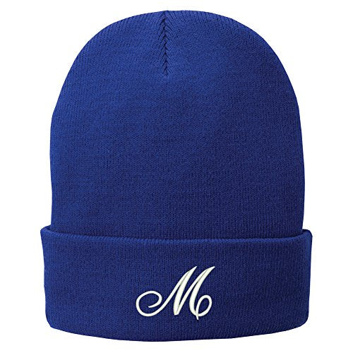 Trendy Apparel Shop Letter M Embroidered Winter Knitted Long Beanie