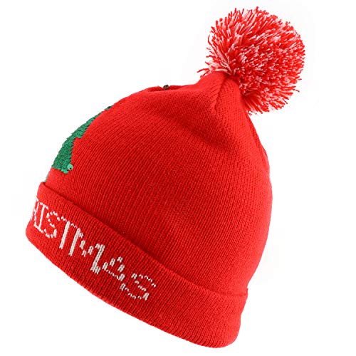 Trendy Apparel Shop Christmas Themed Funny Ugly Holiday Pom Knit Beanie Hats