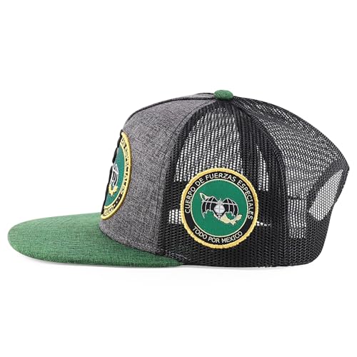 Trendy Apparel Shop Gafes Mexican Army Embroidered Flat Bill Snapback Cap