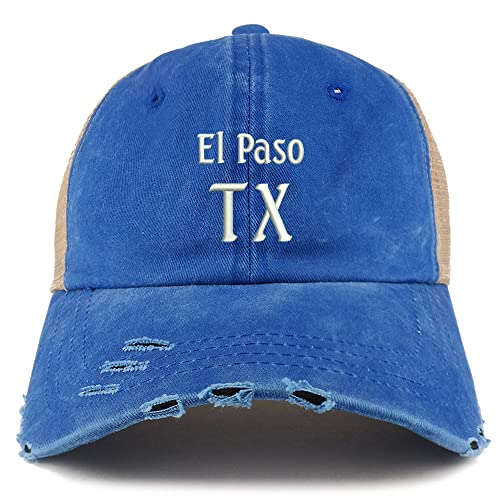 Trendy Apparel Shop El Paso TX Embroidered Frayed Bill Trucker Mesh Back Cap