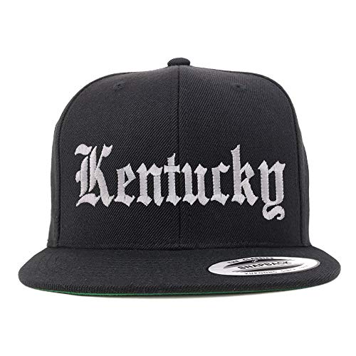 Trendy Apparel Shop Kenturky State Old English Embroidered Flatbill Snapback