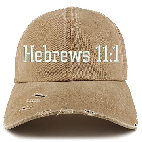 Trendy Apparel Shop Hebrews 11:1 Frayed Bill Trucker Mesh Back Cap