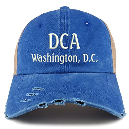 Trendy Apparel Shop DCA Washington DC Embroidered Frayed Bill Trucker Mesh Back Cap