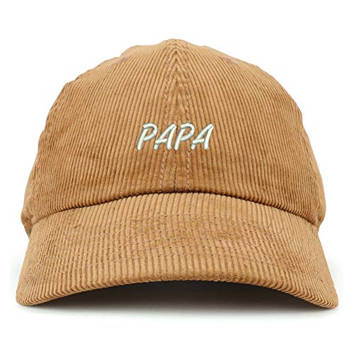 Trendy Apparel Shop PAPA Embroidered Cotton Corduroy Unstructured Baseball Cap