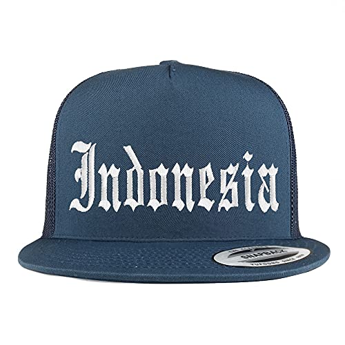 Trendy Apparel Shop Indonesia Old English 5 Panel Flatbill Trucker Cap