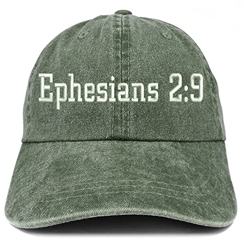 Trendy Apparel Shop Ephesians 2:9 Washed Pigment Dyed Baseball Cap