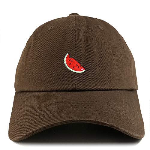 Trendy Apparel Shop Watermelon Patch Solid Cotton Unstructured Dad Hat - Brown