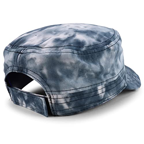 Trendy Apparel Shop Plain 100% Cotton Tie Dyed Patterned Flat Top Army Baseball Cap
