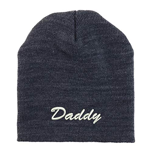 Trendy Apparel Shop Daddy Script Font Embroidered Made in USA Short Acrylic Knit Winter Beanie Hat