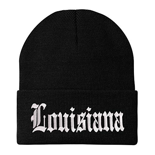 Trendy Apparel Shop Louisuana State Old English Embroidered Long Cuff Beanie