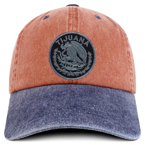 Trendy Apparel Shop Tijuana Mexico Charcoal Embroidered Patch Pigment Dyed Washed Baseball Cap