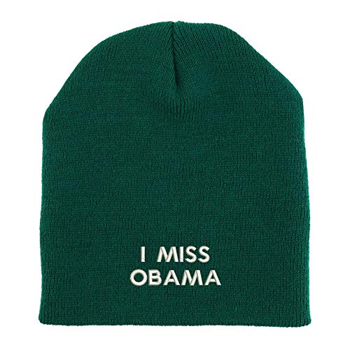 Trendy Apparel Shop I Miss Obama Embroidered Made in USA Short Acrylic Knit Winter Beanie Hat