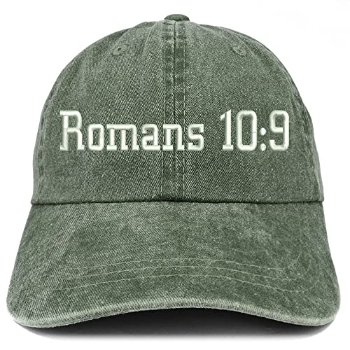 Trendy Apparel Shop Romans 10:9 Washed Pigment Dyed Baseball Cap