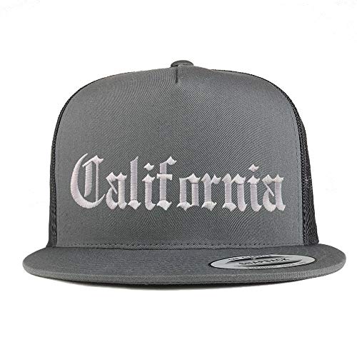 Trendy Apparel Shop California State Old English 5 Panel Flatbill Trucker Cap