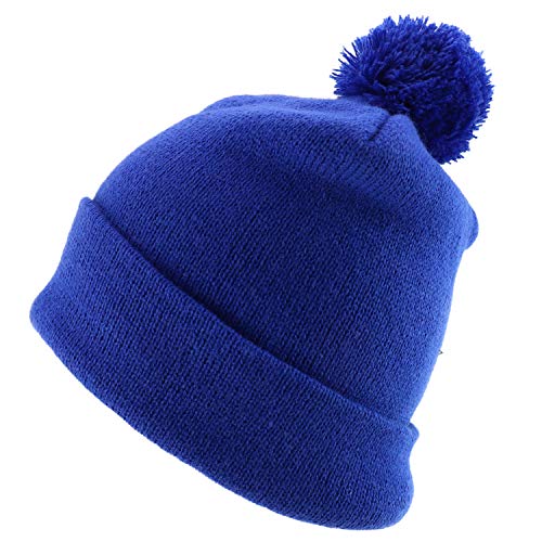 Trendy Apparel Shop Solid Color Knit Pom Pom Cuff Long Beanie Hat
