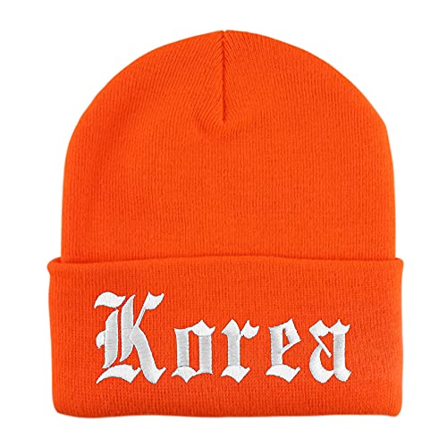 Trendy Apparel Shop Korea Old English Embroidered Long Cuff Beanie