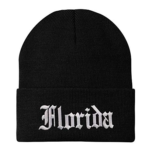 Trendy Apparel Shop Florida State Old English Embroidered Long Cuff Beanie