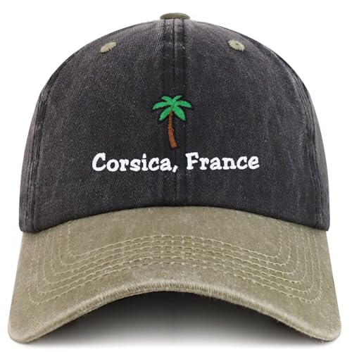 Trendy Apparel Shop Corsica France with Palm Tree Embroidered Pigment Dyed Cotton Baseball Cap