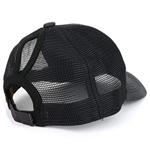 Trendy Apparel Shop Ladies Ponytail Structured Metallic Glitter Mesh Trucker Cap
