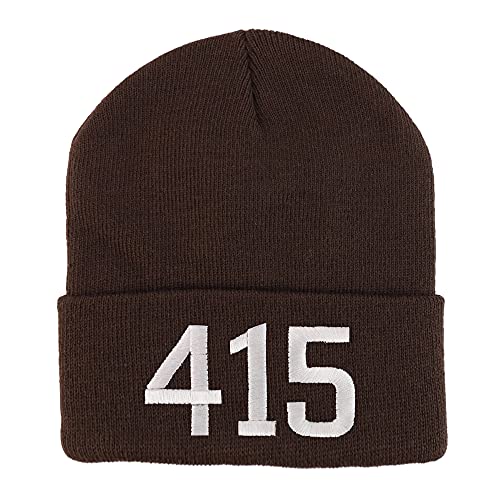 Trendy Apparel Shop 414 San Francisco CA Old English Embroidered Long Cuff Beanie