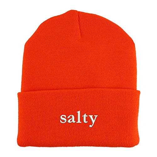 Trendy Apparel Shop Salty Embroidered Made in USA Cuff Folded Acylic Knit Winter Beanie Hat