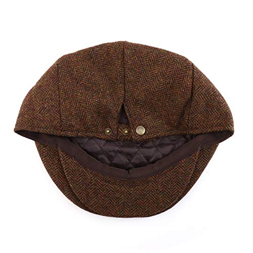 Trendy Apparel Shop Men's Herringbone Wool Blend Adjustable 3 Button Ivy Cap