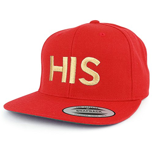 Trendy Apparel Shop His Gold Embroidered Flat Bill Structured Baseball Cap