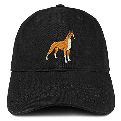 Trendy Apparel Shop Boxer Dog Breed Embroidered Brushed Cotton Dad Hat Cap - Black
