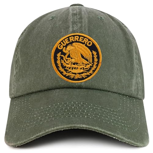 Trendy Apparel Shop Guerrero Mexico Gold Embroidered Patch Pigment Dyed Washed Baseball Cap
