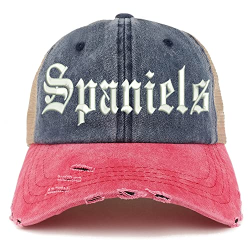 Trendy Apparel Shop Old English Spaniels Frayed Bill Trucker Mesh Back Cap