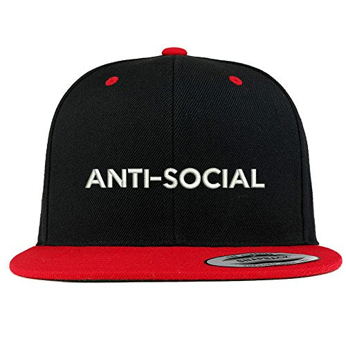 Trendy Apparel Shop Anti Social Embroidered Premium 2-Tone Flat Bill Snapback Cap