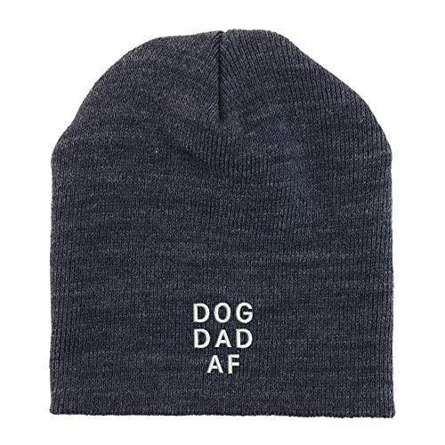 Trendy Apparel Shop Dog Dad Af Font Embroidered Made in USA Short Acrylic Knit Winter Beanie Hat