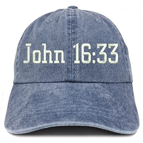 Trendy Apparel Shop John 16:33 Washed Pigment Dyed Baseball Cap