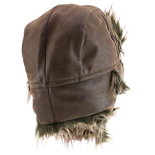 Trendy Apparel Shop Men's Fur Lined Faux Leather Winter Trooper Hat