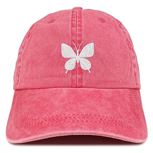 Trendy Apparel Shop Butterfly Embroidered Pigment Dyed Washed Baseball Cap