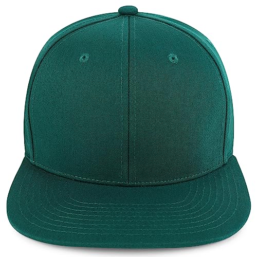Trendy Apparel Shop 100% Cotton Plain Structured 6 Panels Flatbill Snapback Baseball Cap