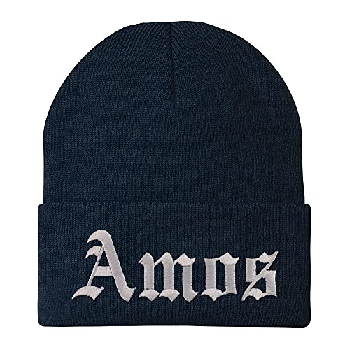 Trendy Apparel Shop Amos Old English Embroidered Long Cuff Beanie
