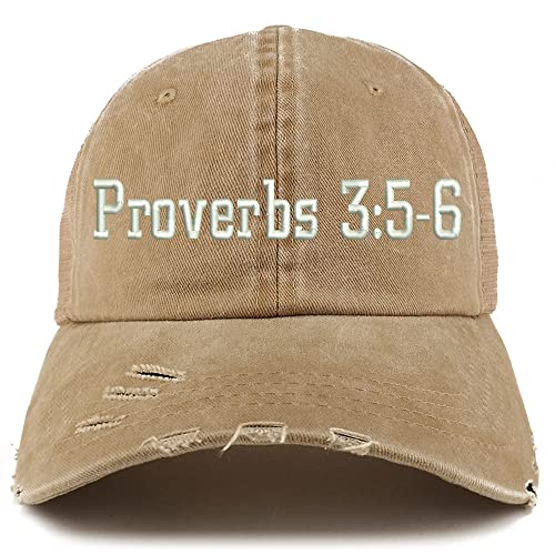 Trendy Apparel Shop Proverbs 3:5-6 Frayed Bill Trucker Mesh Back Cap