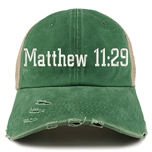 Trendy Apparel Shop Matthew 11:29 Frayed Bill Trucker Mesh Back Cap