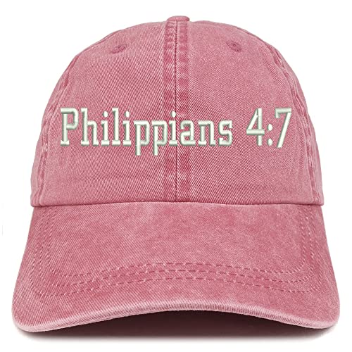 Trendy Apparel Shop Philippians 4:7 Washed Pigment Dyed Baseball Cap