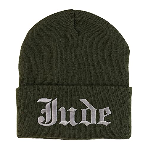 Trendy Apparel Shop Jude Old English Embroidered Long Cuff Beanie