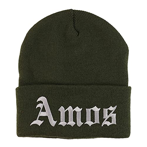 Trendy Apparel Shop Amos Old English Embroidered Long Cuff Beanie