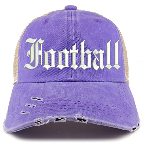 Trendy Apparel Shop Old English Football Frayed Bill Trucker Mesh Back Cap
