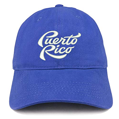 Trendy Apparel Shop Puerto Rico Script Embroidered Soft Crown 100% Brushed Cotton Cap
