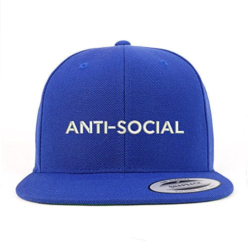 Trendy Apparel Shop Anti Social Embroidered Flat Bill Snapback Baseball Cap